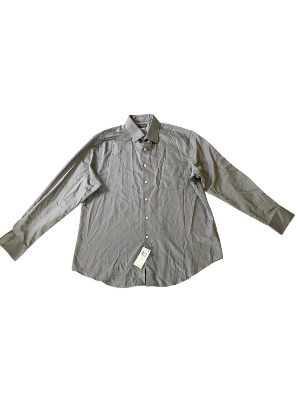 NWT Van Heusen Mens Fitted Stretch Dress Shirt Gray Size XL 17 34/35